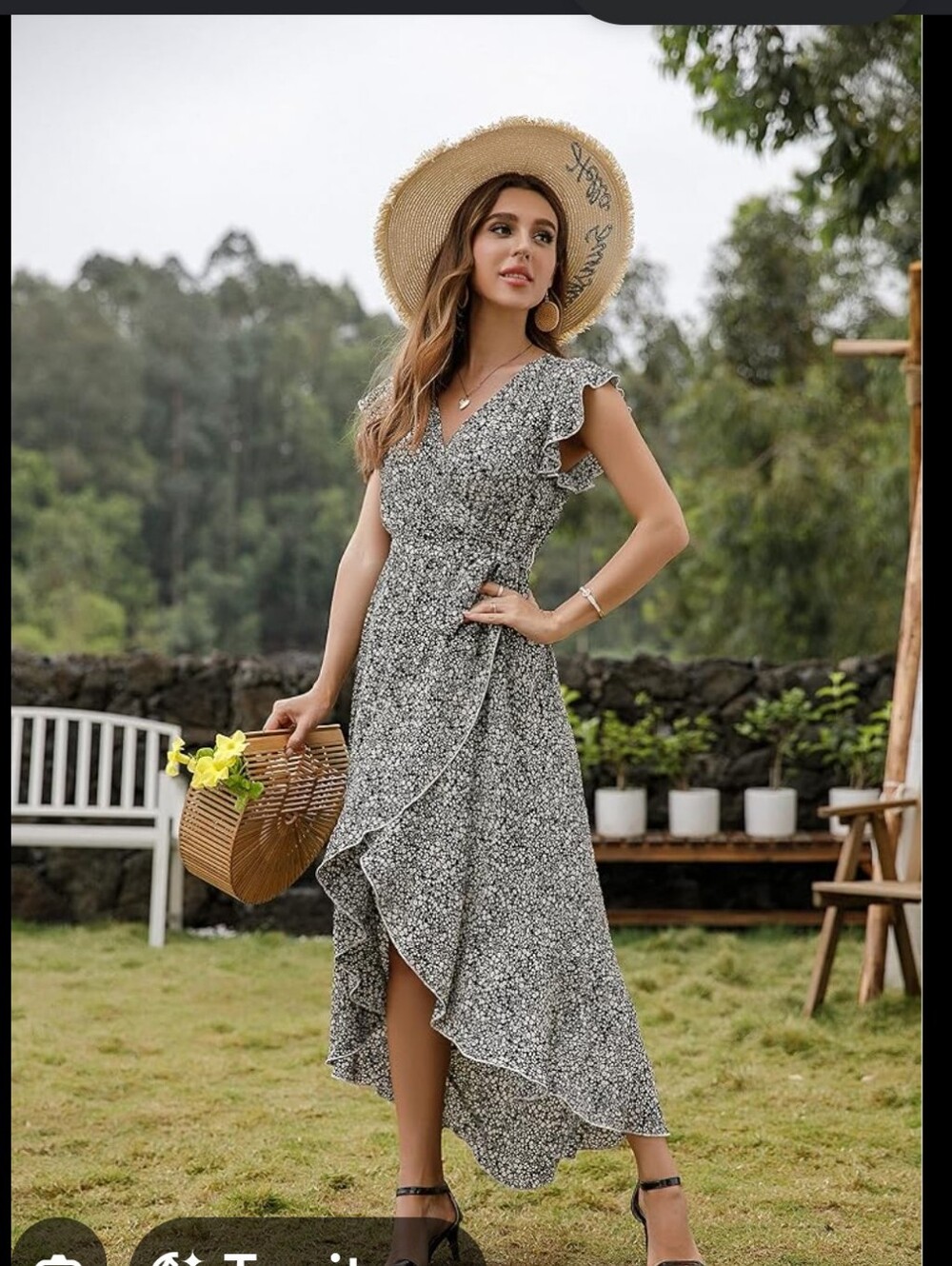 Grecerelle Women’s Black Floral Dress. New